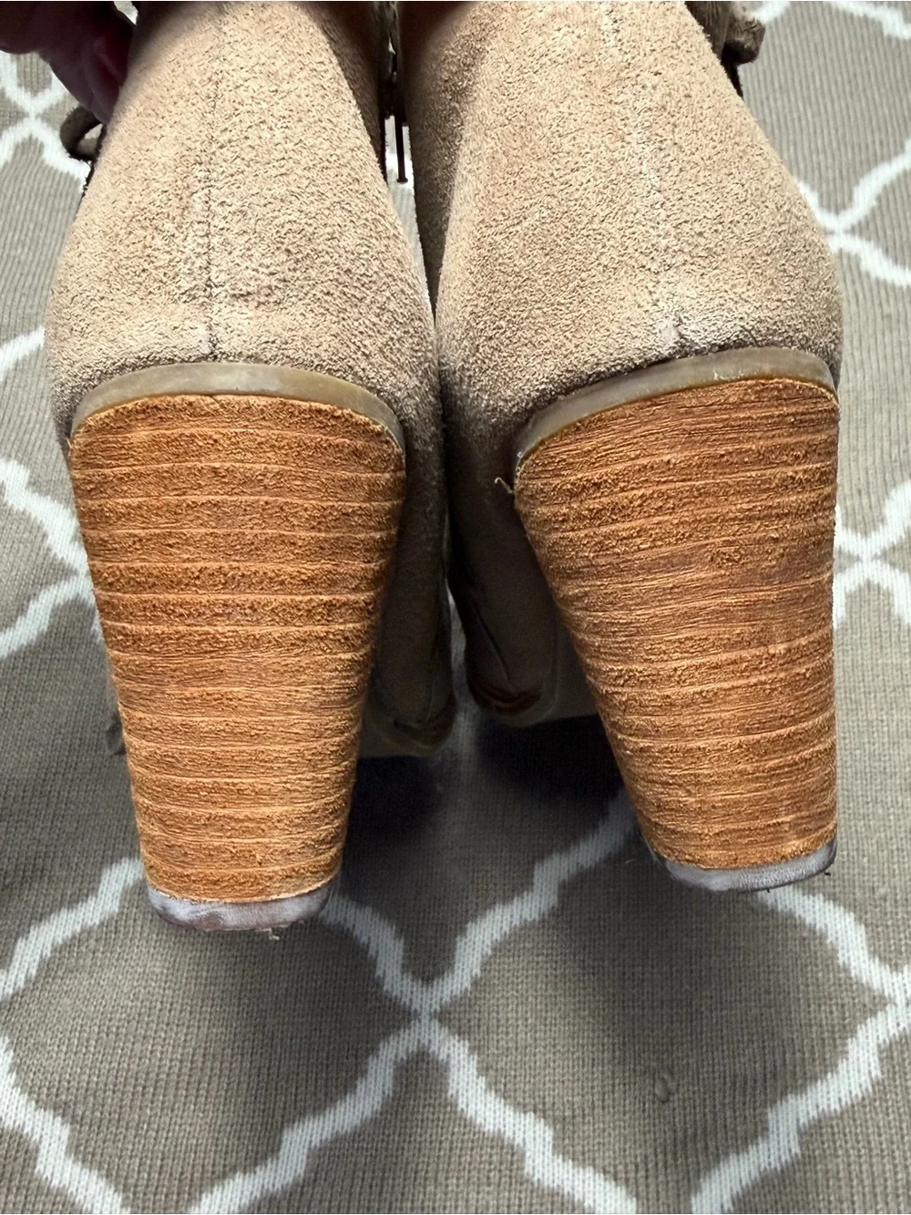 Dolce Vita Taupe Suede Fringe Ankle Booties